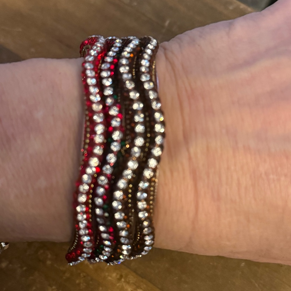 Assorted Multicolor Wavy Rhinestone Bangle Bracel… - image 4